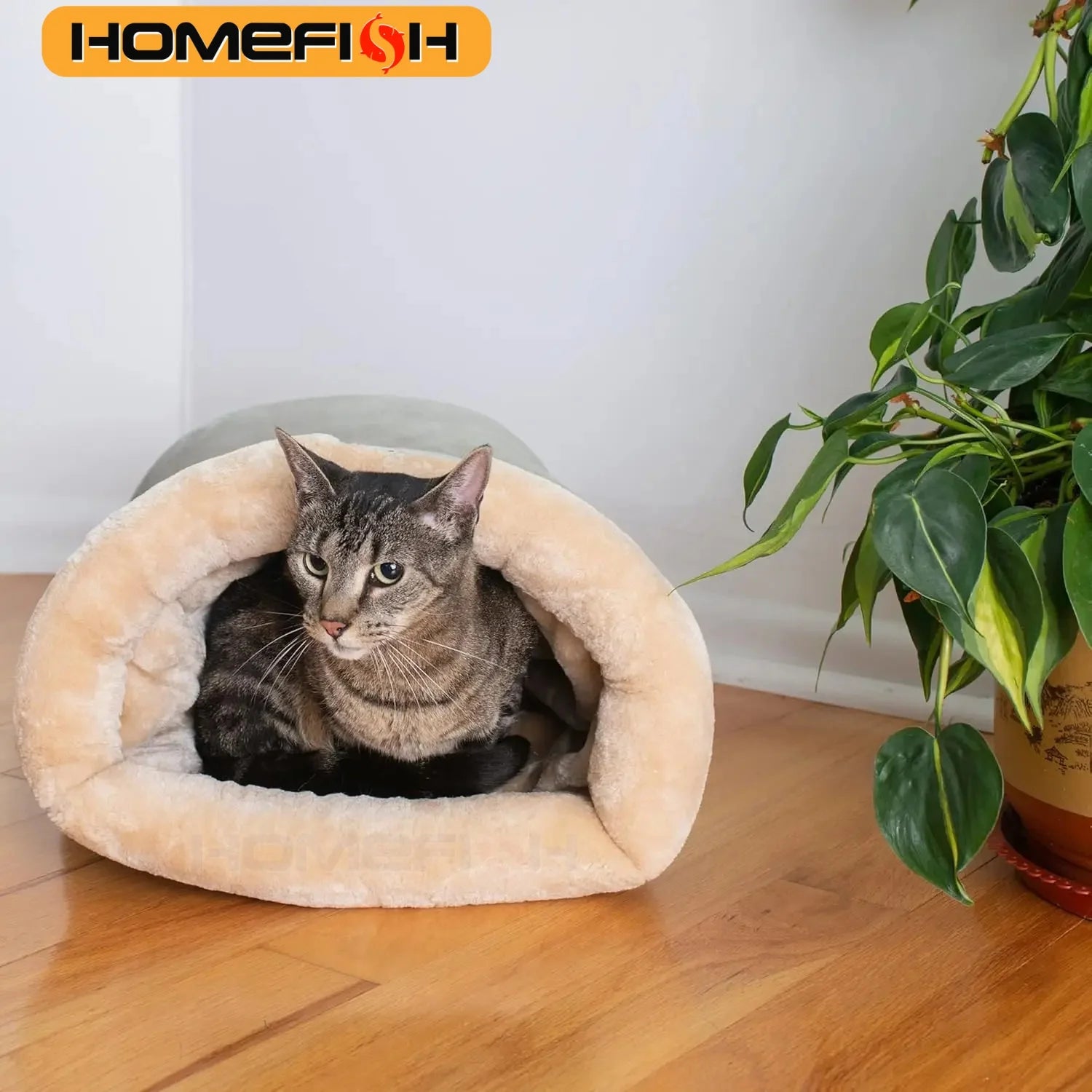 Semi-Enclosed Washable Cat Sleeping Bag Bed – Warm Nest for Small/Medium Cats, 65 x 48 cm (25.6 x 18.9 in)