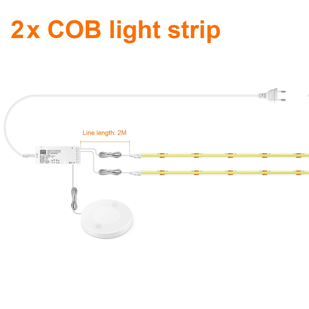 LED COB Touch Dimmable Light Strip for Acoustic Panels Wall Background Lamp Under-Cabinet Shelf Bedroom Night Light