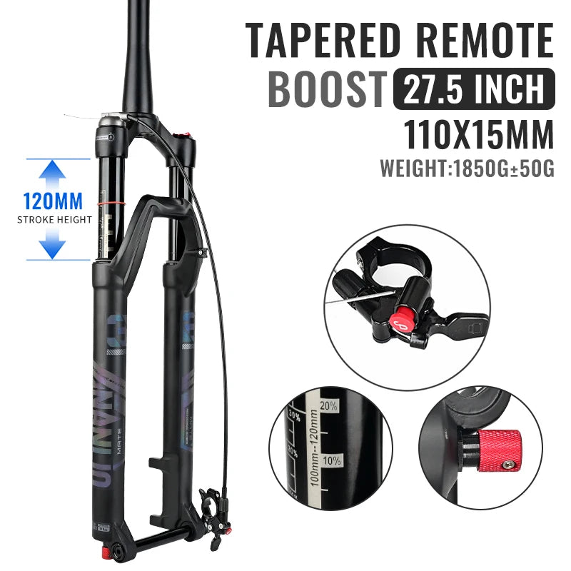 Air Suspension MTB Fork Rebound and Lockout Adjustment 26 / 27.5 / 29-Inch Straight or Tapered, 120mm (4.7in) & 140mm (5.5in) Travel