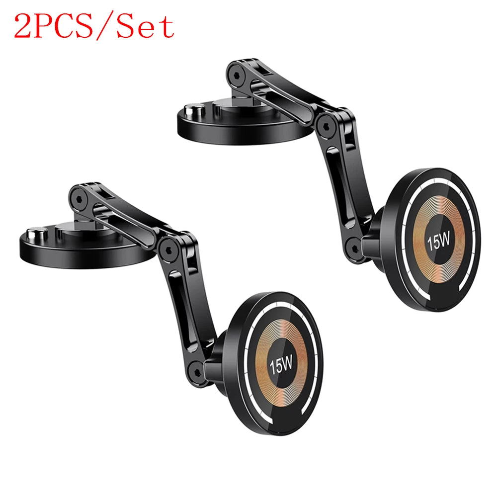 Magnetic Wireless Car Phone Charger Mount 15W Fast Charge 360° Rotating Dashboard & Windshield Phone Holder for iPhone and Android