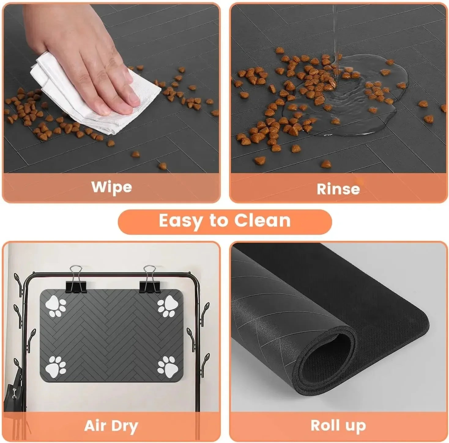 Absorbent Pet Feeding Mat with Non-Slip Rubber Backing - Waterproof Placemat for Dogs & Cats (20 x 30 cm / 7.9 x 11.8 in; 30 x 50 cm / 11.8 x 19.7 in; 40 x 60 cm / 15.7 x 23.6 in)