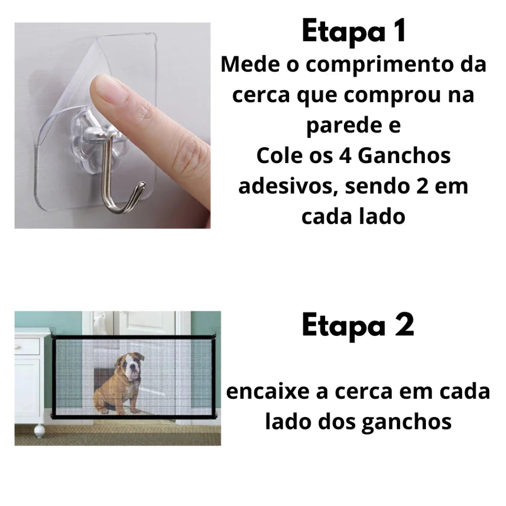 Removable Pet Mesh Gate — Dog & Cat Safety Screen with Adhesive Hooks, 43.3 x 28.3 in (110 x 72 cm) & 70.9 x 28.3 in (180 x 72 cm)