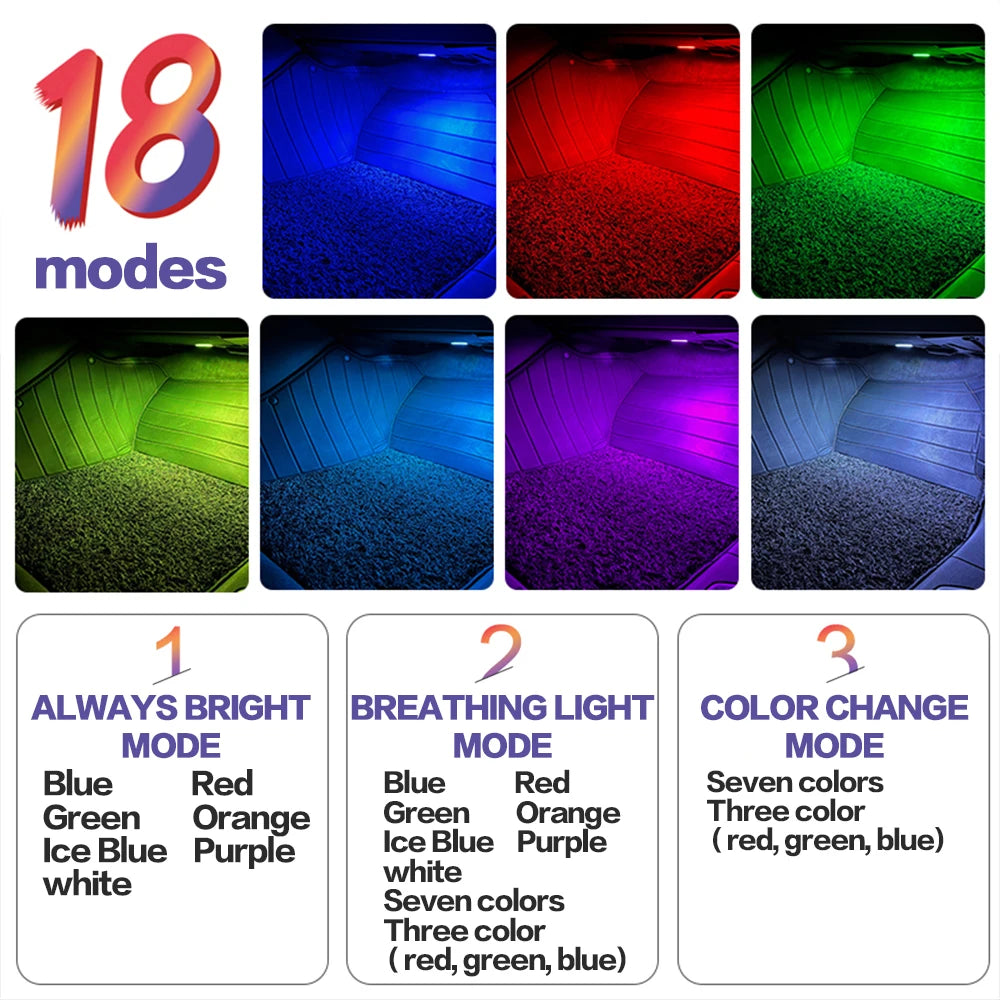 LED RGB Car Footwell Ambient Light Strip - Interior Decorative Atmosphere Lamp for Golf, Passat, Jetta, Tiguan, Touareg, Arteon, Eos, Sharan