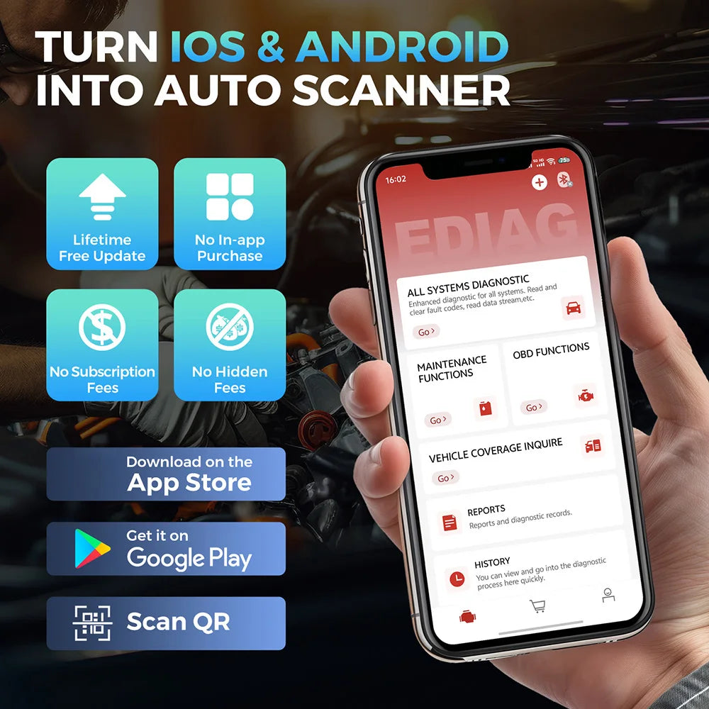 All-System OBD2 Scanner Bluetooth - 15 Service Functions & Bi-Directional Control, Lifetime Free Updates