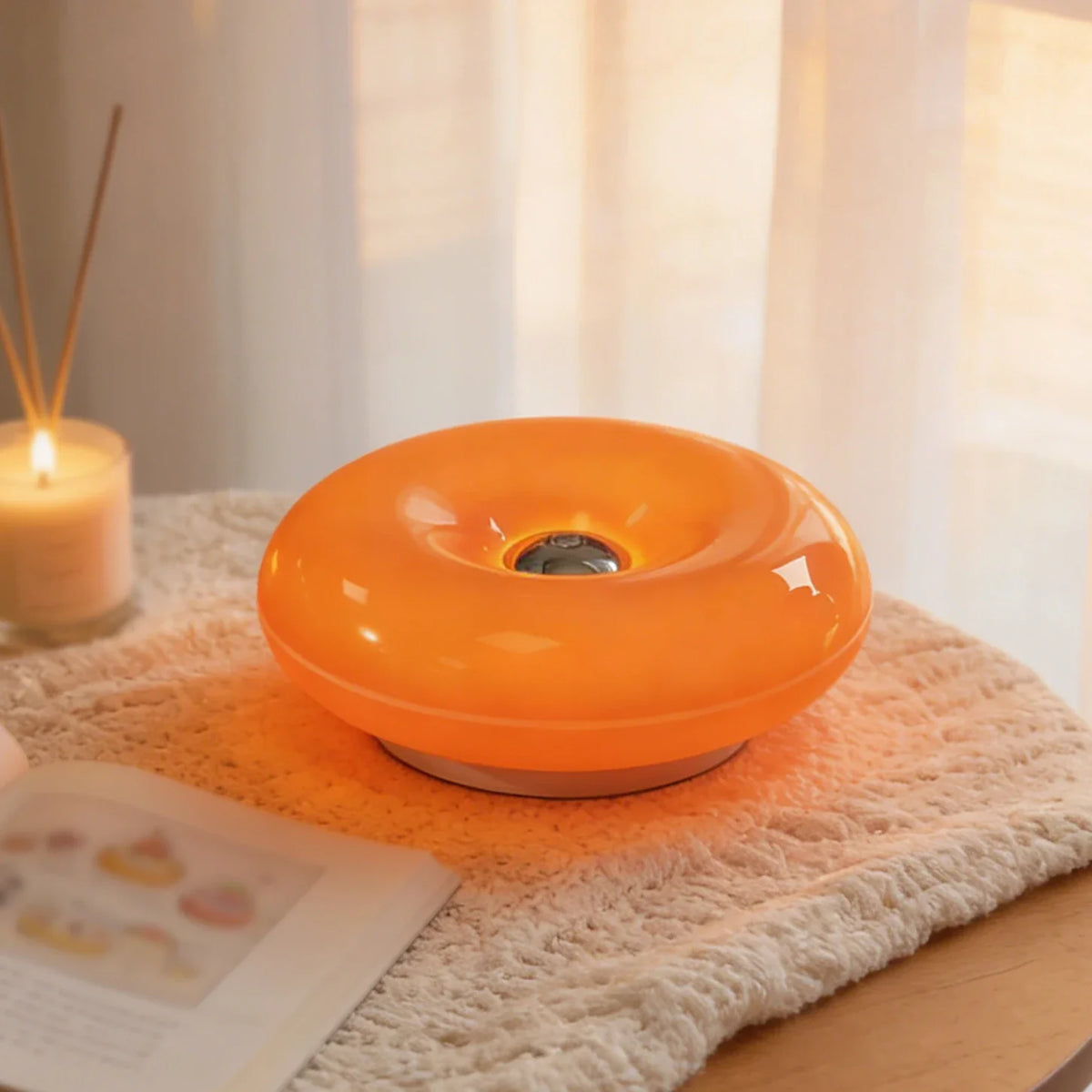 Donut LED Table Lamp Dimmable Warm Ambient Night Light for Bedroom, Kids Room & Home Decor