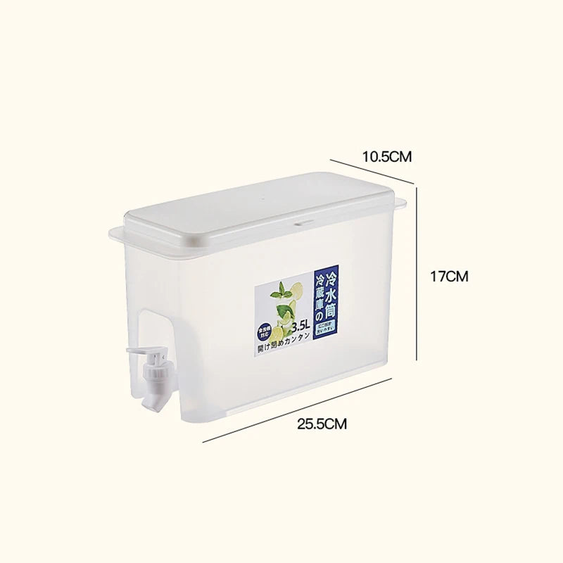 3.5L (118 fl oz) Cold Beverage Dispenser with Faucet, Plastic Water Jug for Juice, Lemonade, Fridge & Outdoor