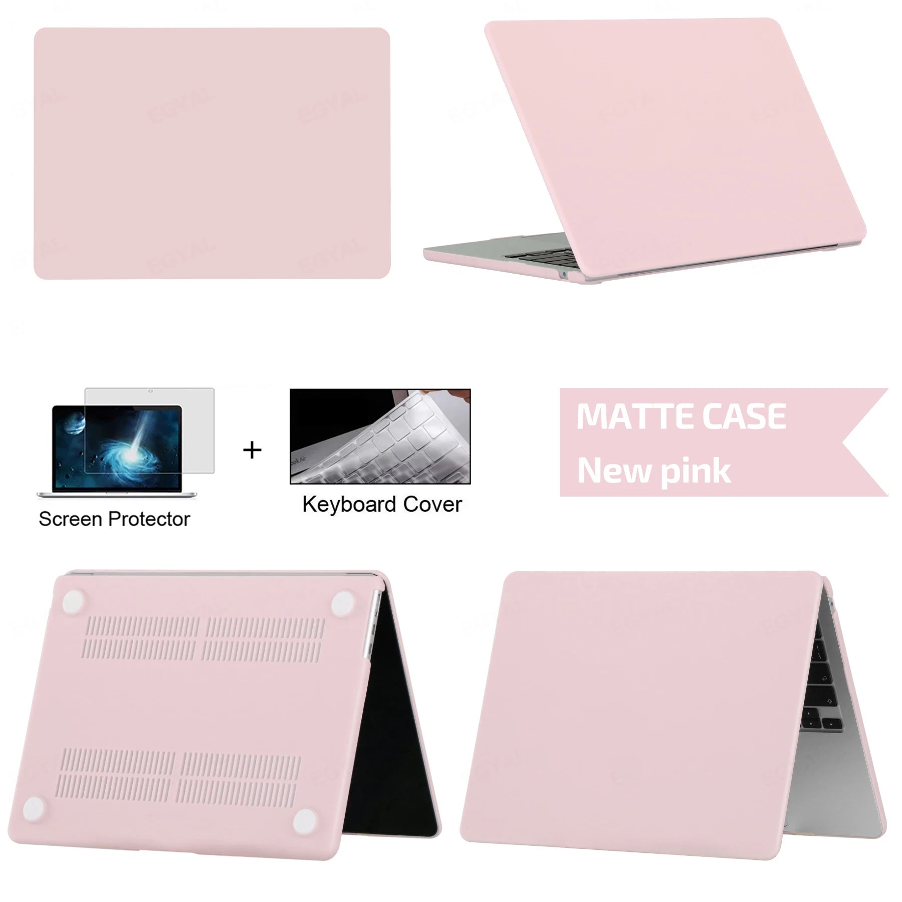 Hard Shell Protective Laptop Case for MacBook Air & Pro 13/13.6/14/16 Inch – PVC Snap-On Cover with Keyboard Cover & Screen Protector