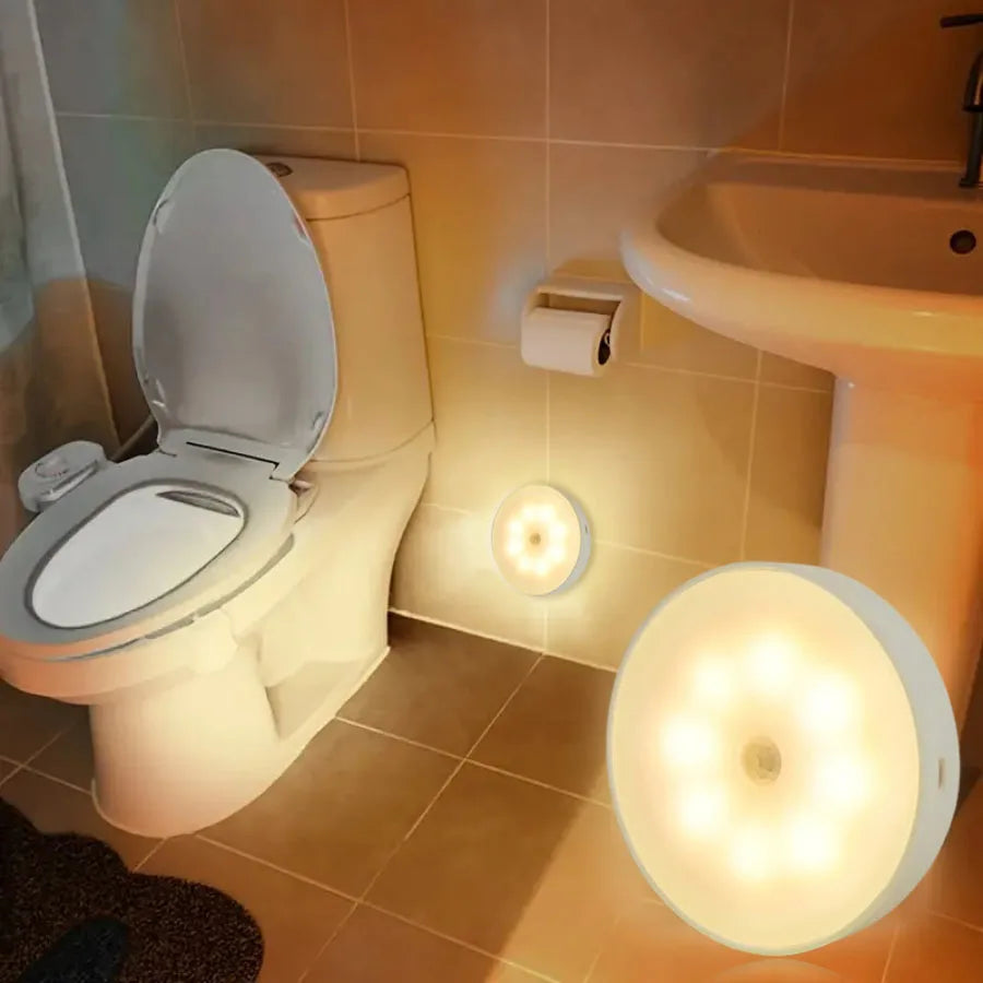 Smart USB Rechargeable LED Night Light with Motion Sensor for Bedside, Hallway, Pathway, Bathroom