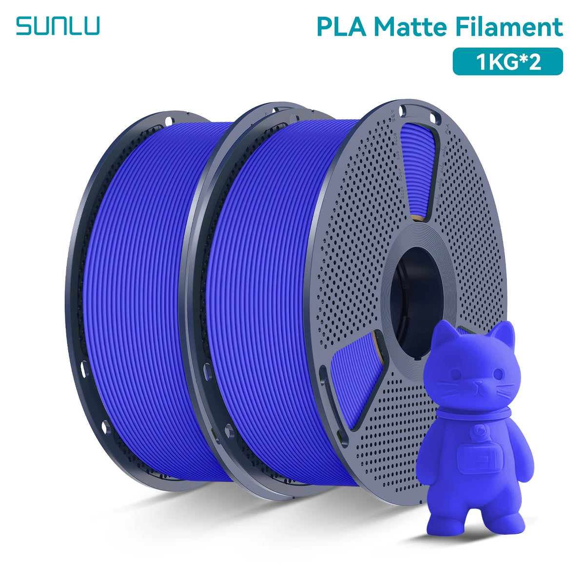 PLA Matte Filament 1.75mm 1kg Spool (2.2 lb) 2-Pack, Matte Finish Neatly Wound for FDM 3D Printers