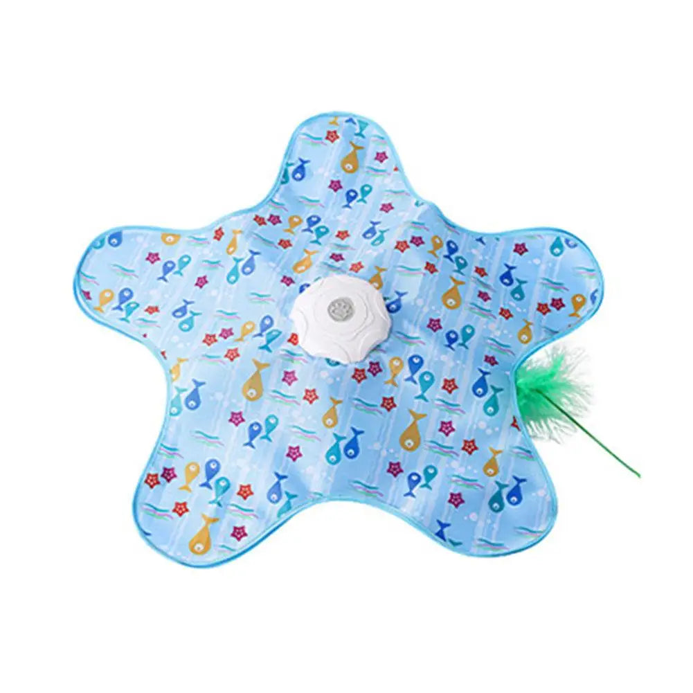 Interactive Electric Cat Toy Mat 65 x 65 cm (25.6 x 25.6 in) – 360° Random-Movement Feather Teaser Hide-and-Seek Automatic Hunting Toy