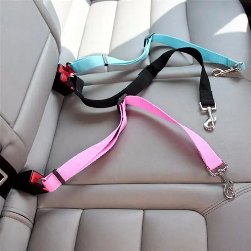 Adjustable Dog Car Seat Belt Leash 17-29 in (43-74 cm) Nylon Safety Restraint with Quick-Release Breakaway Clip
