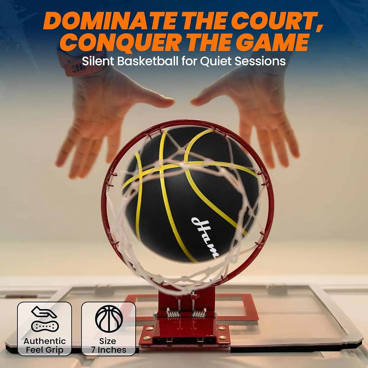 Silent Indoor Basketball Size 7 — PU Foam Airless Quiet Dribble