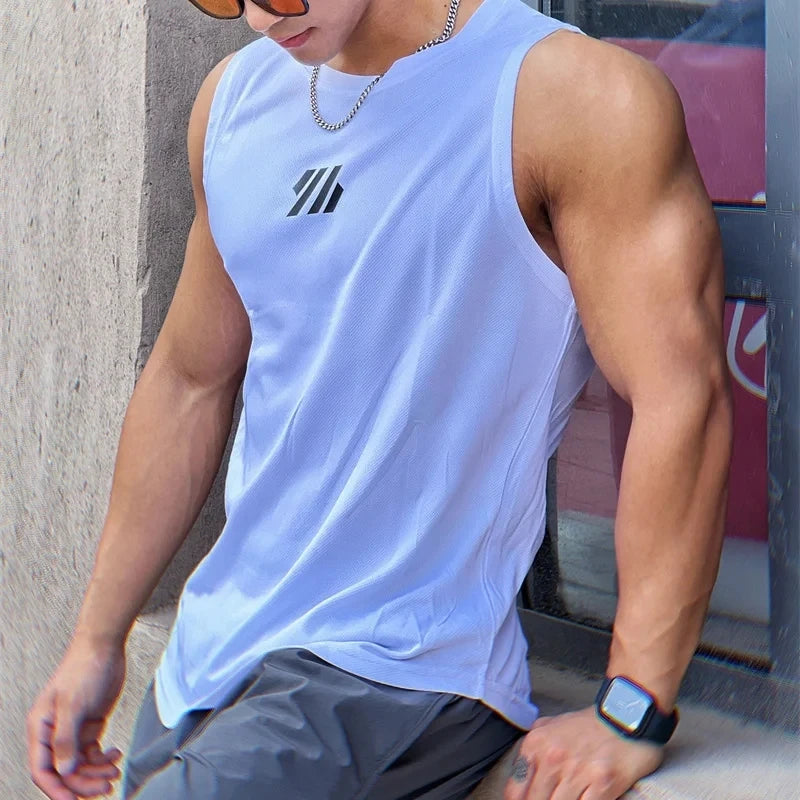 Men's Mesh Gym Tank Top – Breathable Sleeveless Running & Fitness Workout Vest