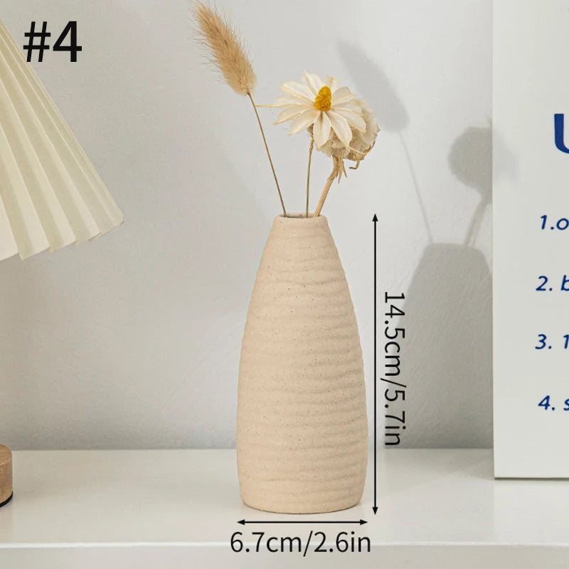 Ceramic Decorative Vase for Dried Flowers & Hydroponic Plants, Modern Table Ornament for Living Room Bedroom Office