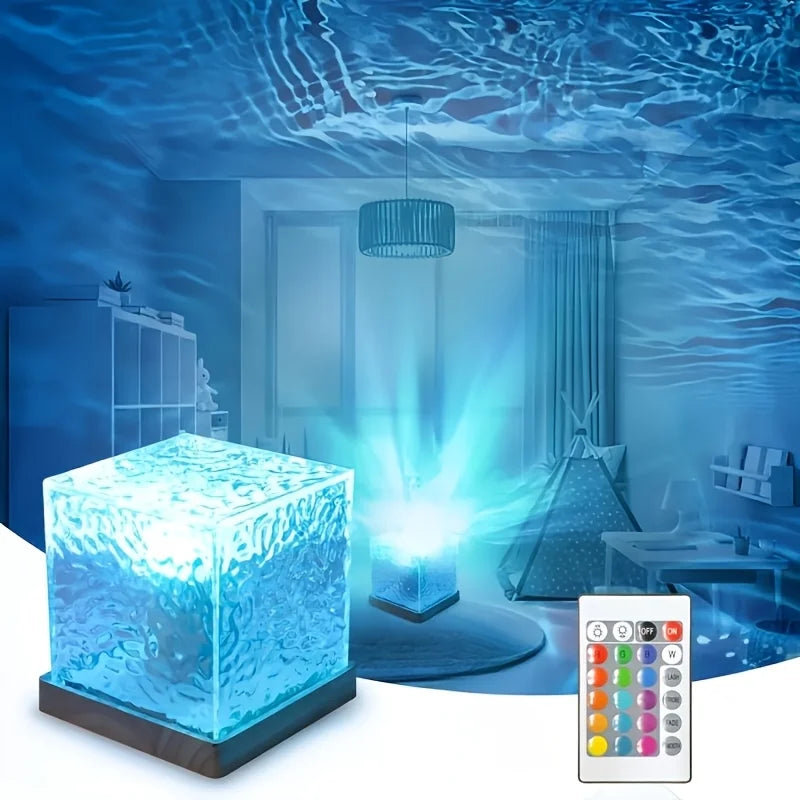 16-Color Ocean Wave Aurora Projector LED Night Light Touch Remote Dimmable Auto Rotating USB Powered Ambient Lamp for Bedroom & Parties