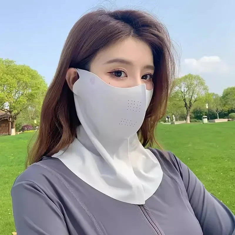 UPF50+ Ice Silk Neck Scarf Face Mask – Breathable Sun Protection Gaiter for Cycling & Outdoor Sports