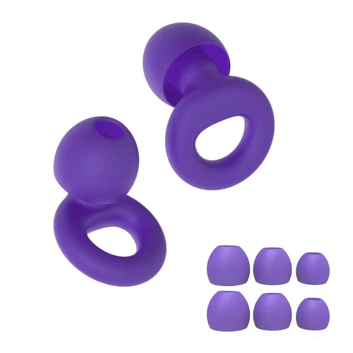 Silicone Earplugs 4 Pairs - Reusable Hypoallergenic Ear Plugs for Swimming & Sleep Noise Reduction (XS S M L)