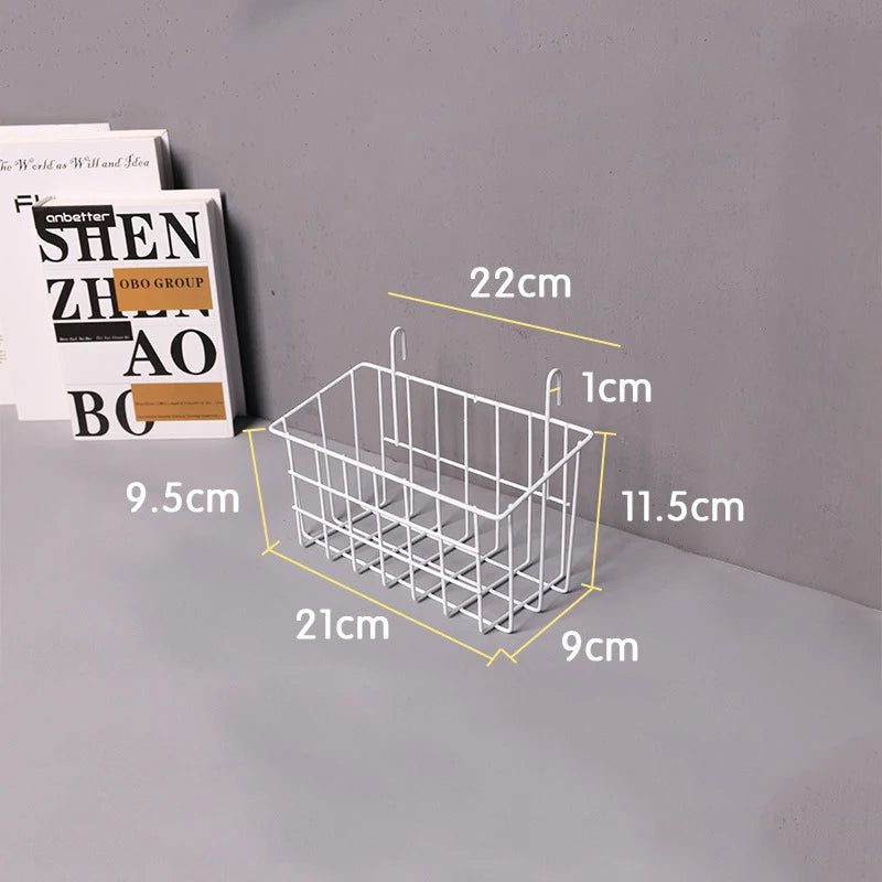 Wall Mounted Wire Grid Organizer with Removable Baskets, Hooks and Shelves, Iron Mesh Storage Panel