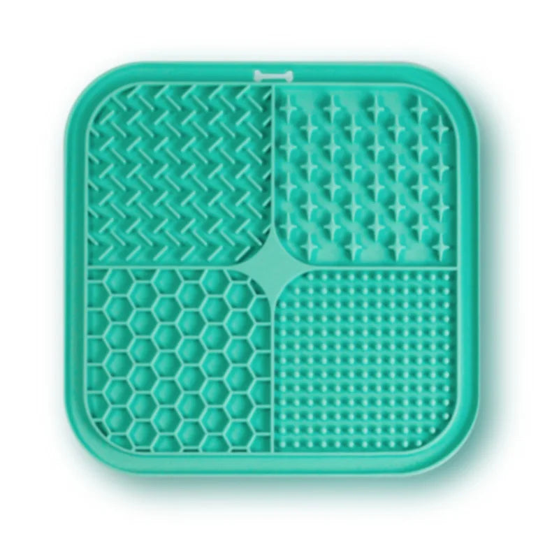 Silicone Pet Licking Mat with Suction Cup – 4-Section Slow Feeder for Dogs & Cats, 7.87 x 7.87 in (20 x 20 cm)