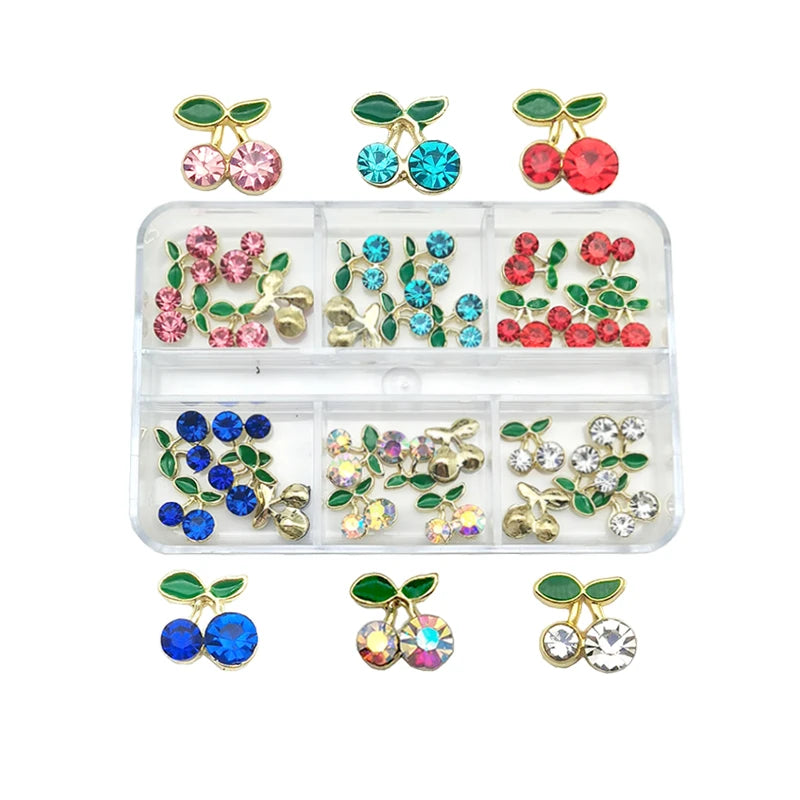 6-Grid Nail Rhinestone Kit – Saturn, Planet & Cross Crystal Nail Charms for Nail Art