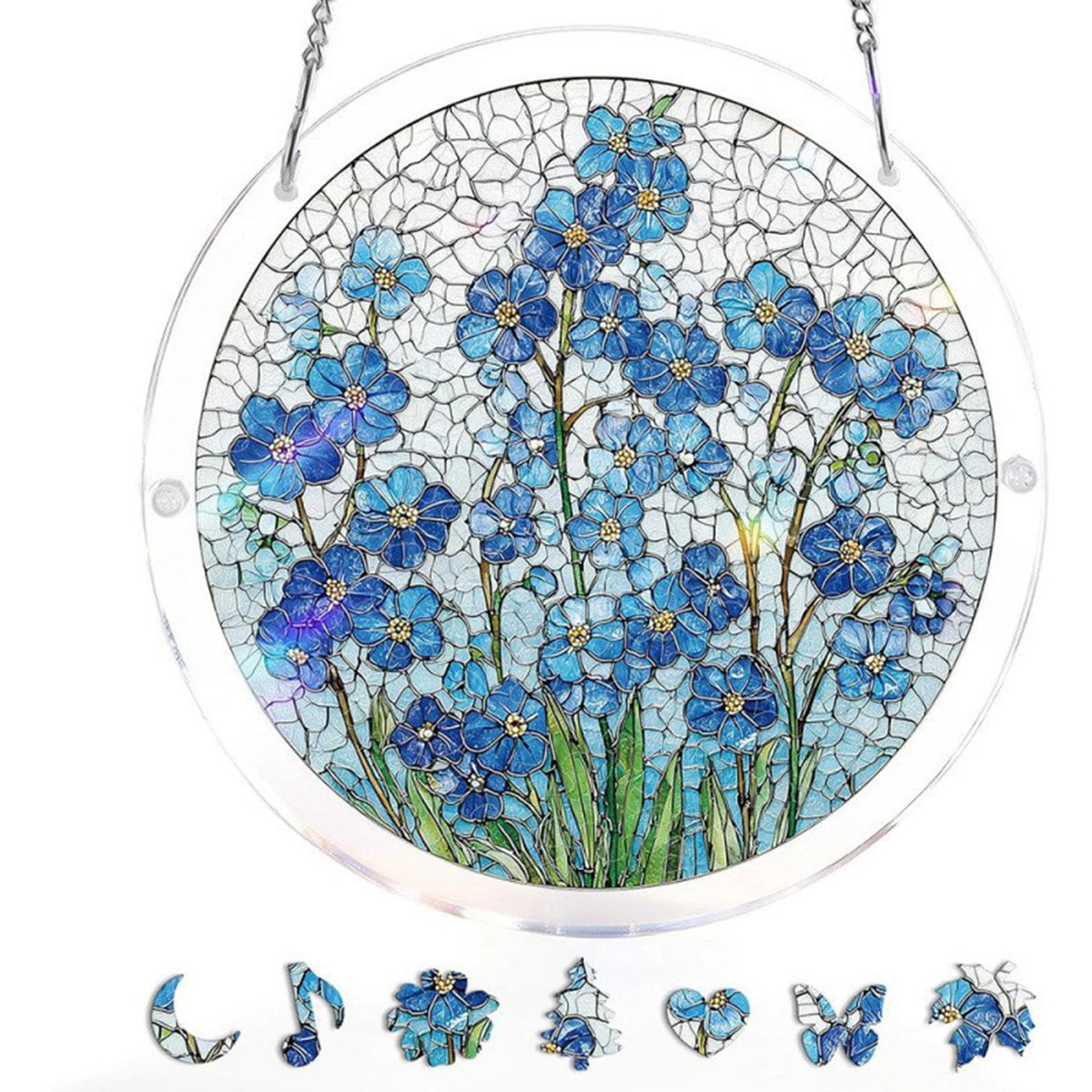 Acrylic Round Jigsaw Puzzle Suncatcher 7.3 in (185 mm) Hanging Sun Catcher Window & Wall Decor Gift