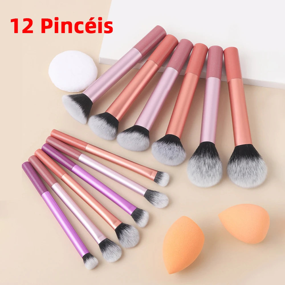 12-Piece Professional Makeup Brush Set – Ergonomic Handles & Portable Case, Vegan Synthetic Bristles