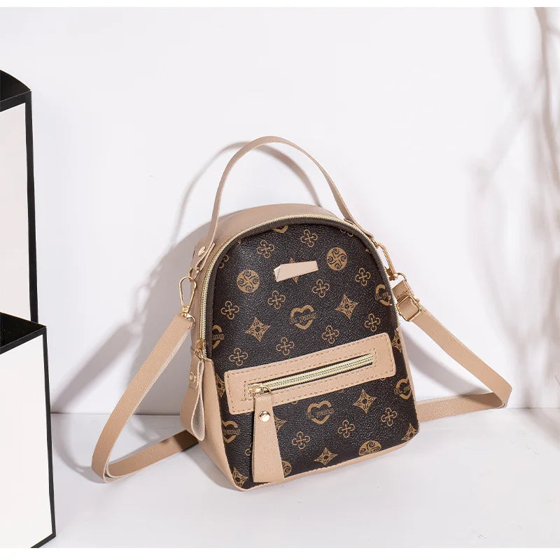 Flower Print PU Backpack for Women - Fresh Student School Bag