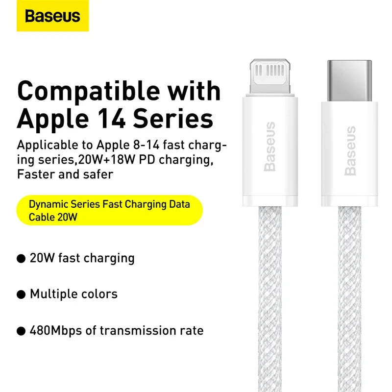 20W PD USB-C to Lightning Fast Charging Cable for iPhone & iPad, Braided 3A, 480Mbps