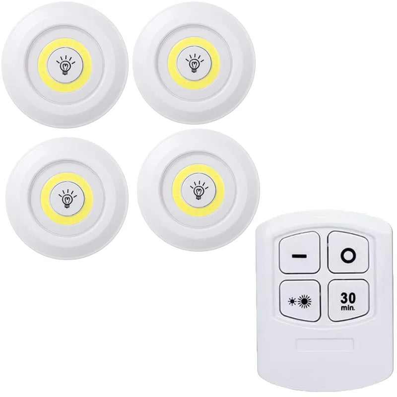 Dimmable Battery-Operated LED Under-Cabinet Light with Remote — Closet, Wardrobe & Bathroom Night Lamp