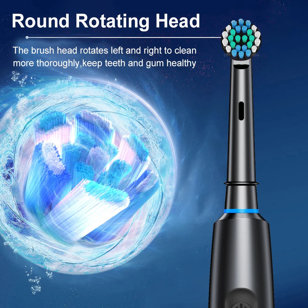 Rechargeable Rotating Electric Toothbrush for Adults – 8 Soft Brush Heads, 5 Modes, 600mAh, IP67 Waterproof