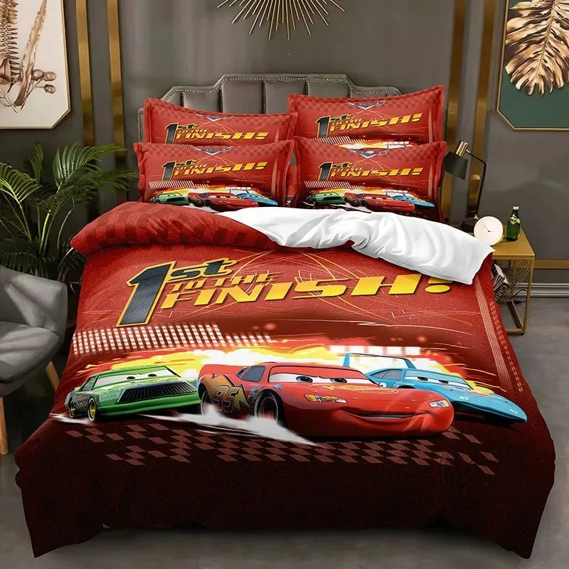 3-Piece Kids Cartoon Cars Duvet Cover Set - Race Car Bedding for Boys, Multiple Sizes 1.35-2.0 m (4.5-6.6 ft)