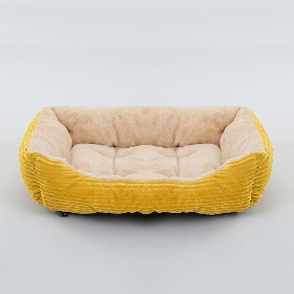 Plush Square Pet Bed for Dogs & Cats, Calming Kennel Sofa Cushion in Multiple Sizes (XS-XXL)