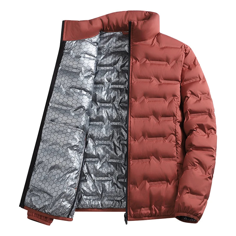 Men's Winter Down Jacket Warm Windproof Hiking Coat Thickened Casual Stand Collar Outerwear