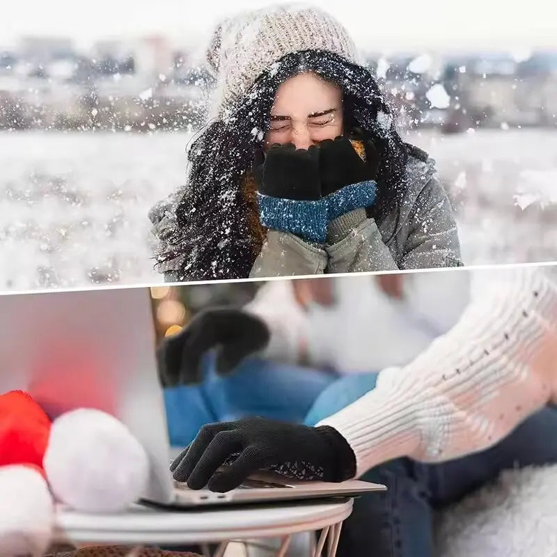 USB Heated Touchscreen Winter Gloves - Thermal Knitted Non-Slip Gloves for Skiing, Cycling & Backpacking