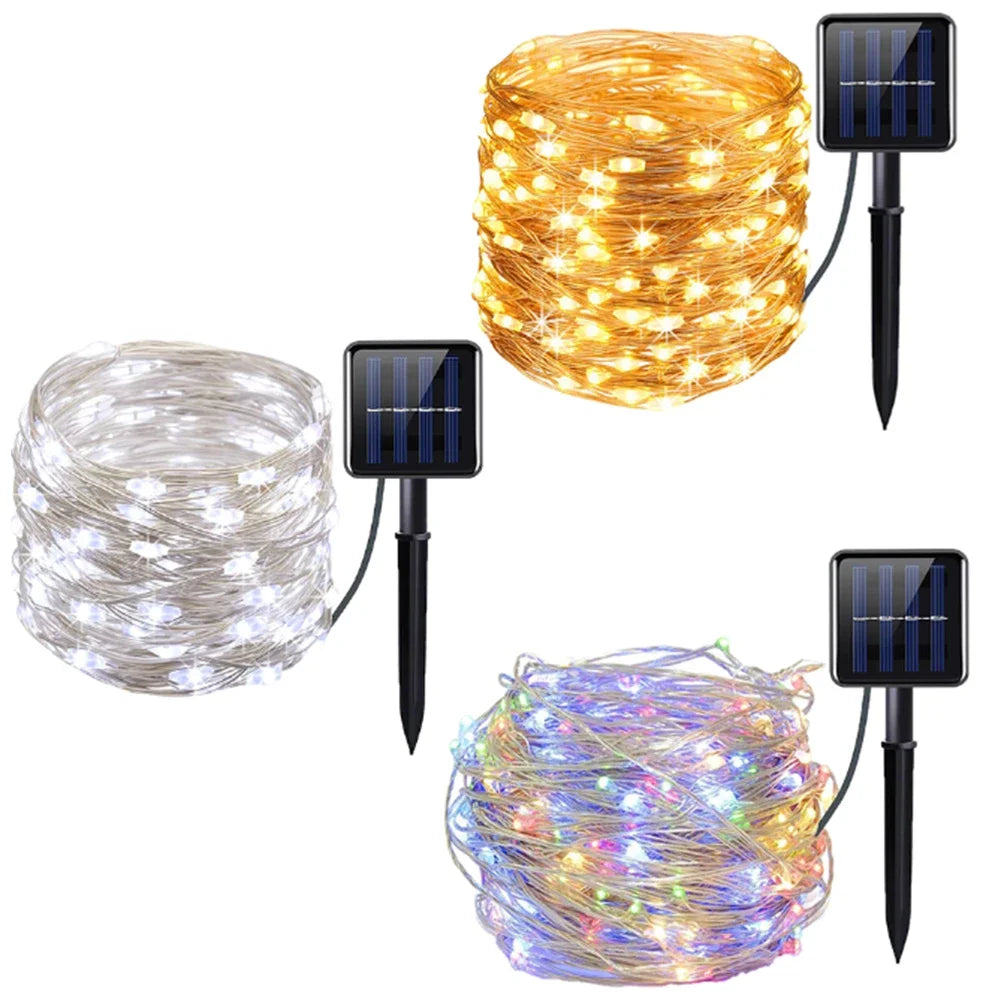 LED Solar Fairy String Lights 7m/12m/22m/32m (23ft/39ft/72ft/105ft) Waterproof Outdoor Patio Garden Wedding Lights