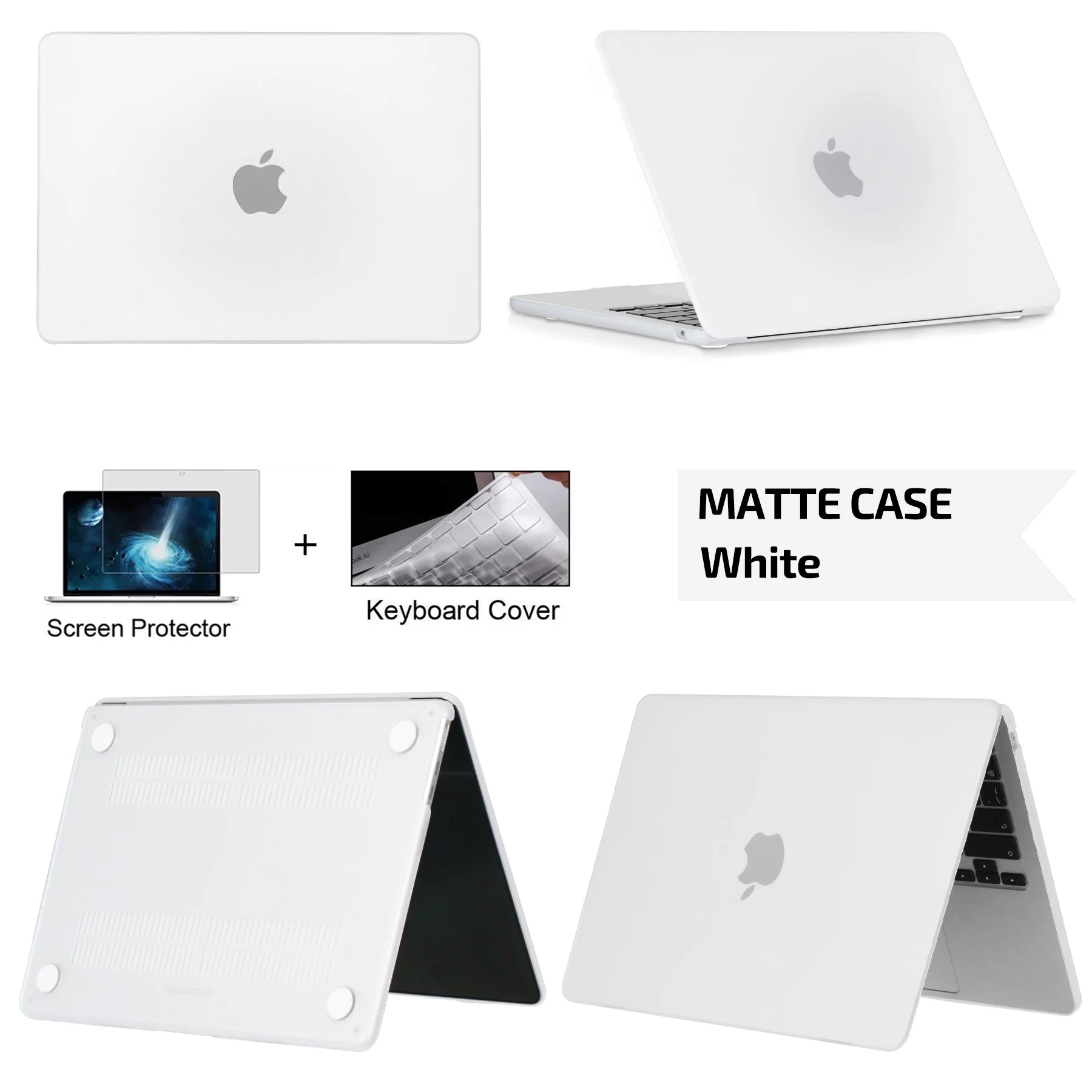 Hard Shell Protective Laptop Case for MacBook Air & Pro 13/13.6/14/16 Inch – PVC Snap-On Cover with Keyboard Cover & Screen Protector