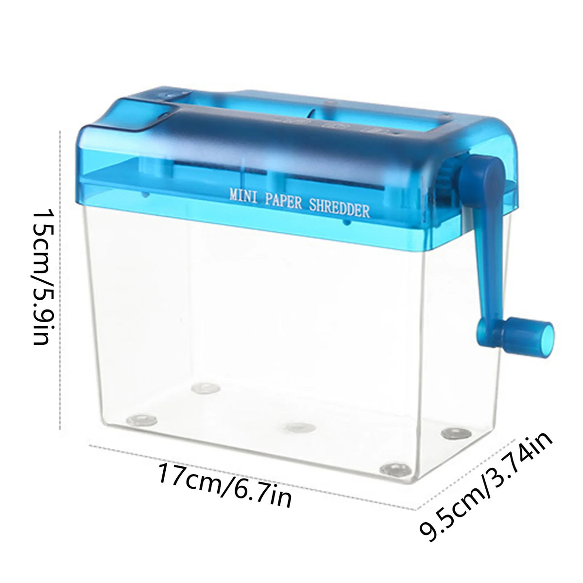 Portable Mini Hand Crank Paper Shredder - Transparent Manual Strip-Cut Document & Card Shredder for Home Office