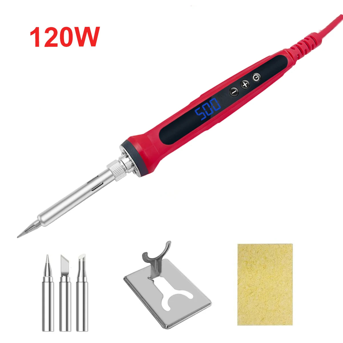 80W Adjustable Temperature Soldering Iron Kit with LCD, Ceramic Heater, Soldering Tips, Tweezers & Solder Wire