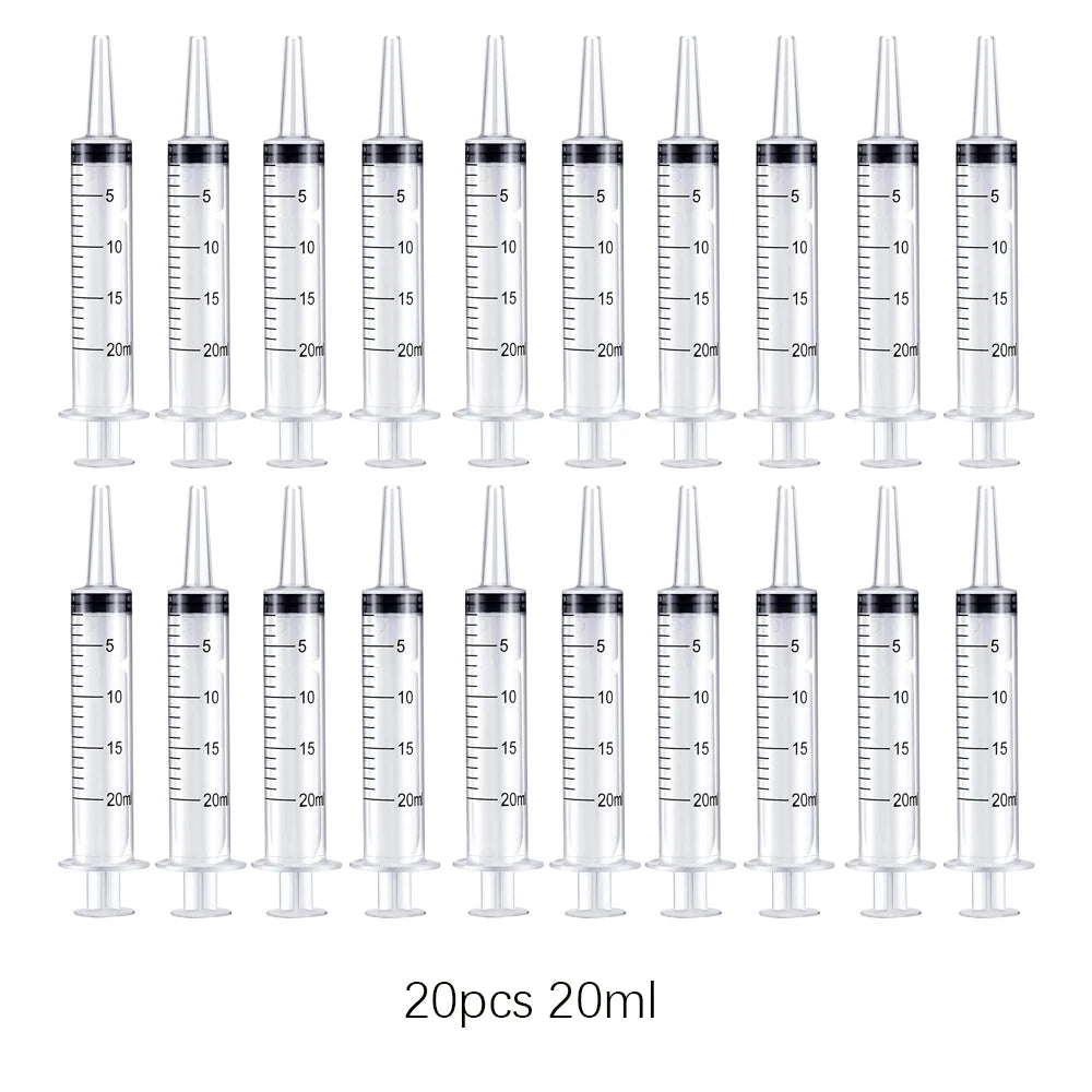 20ml Reusable Plastic Measuring Syringe Pack (5/10/20/30) - Hydroponics Nutrient, Oil Pump & Pet Medicine Feeder