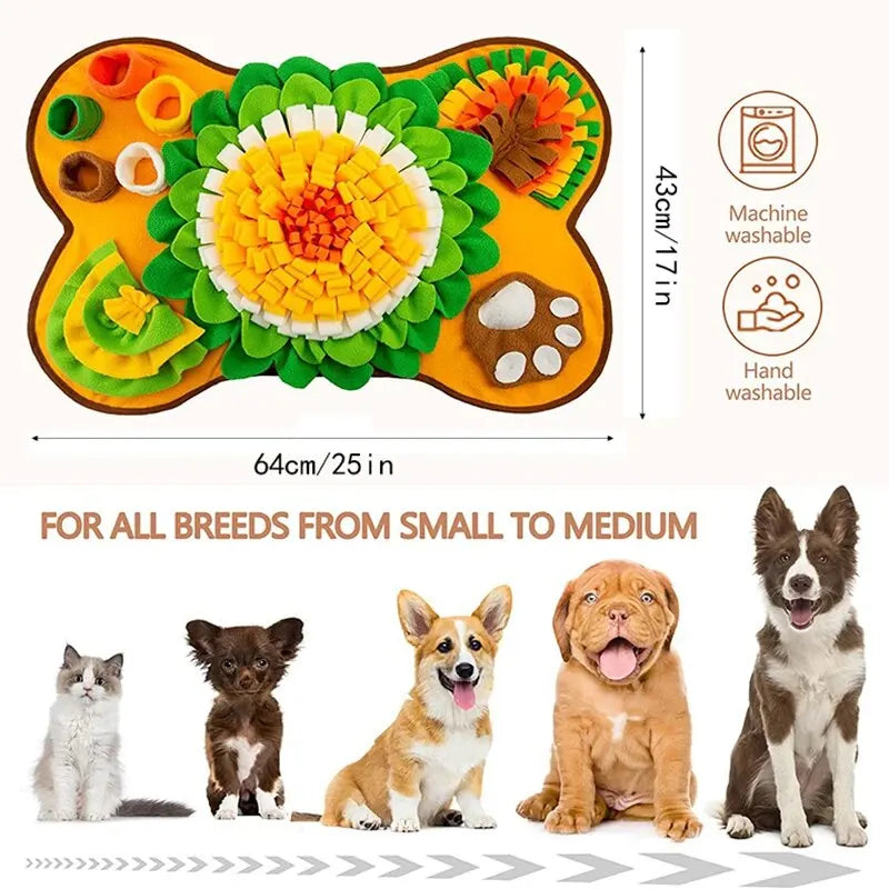 Dog Snuffle Mat Foraging & Scent Training Puzzle Toy – Interactive Slow Feeder, 25 x 17 in (63 x 43 cm)
