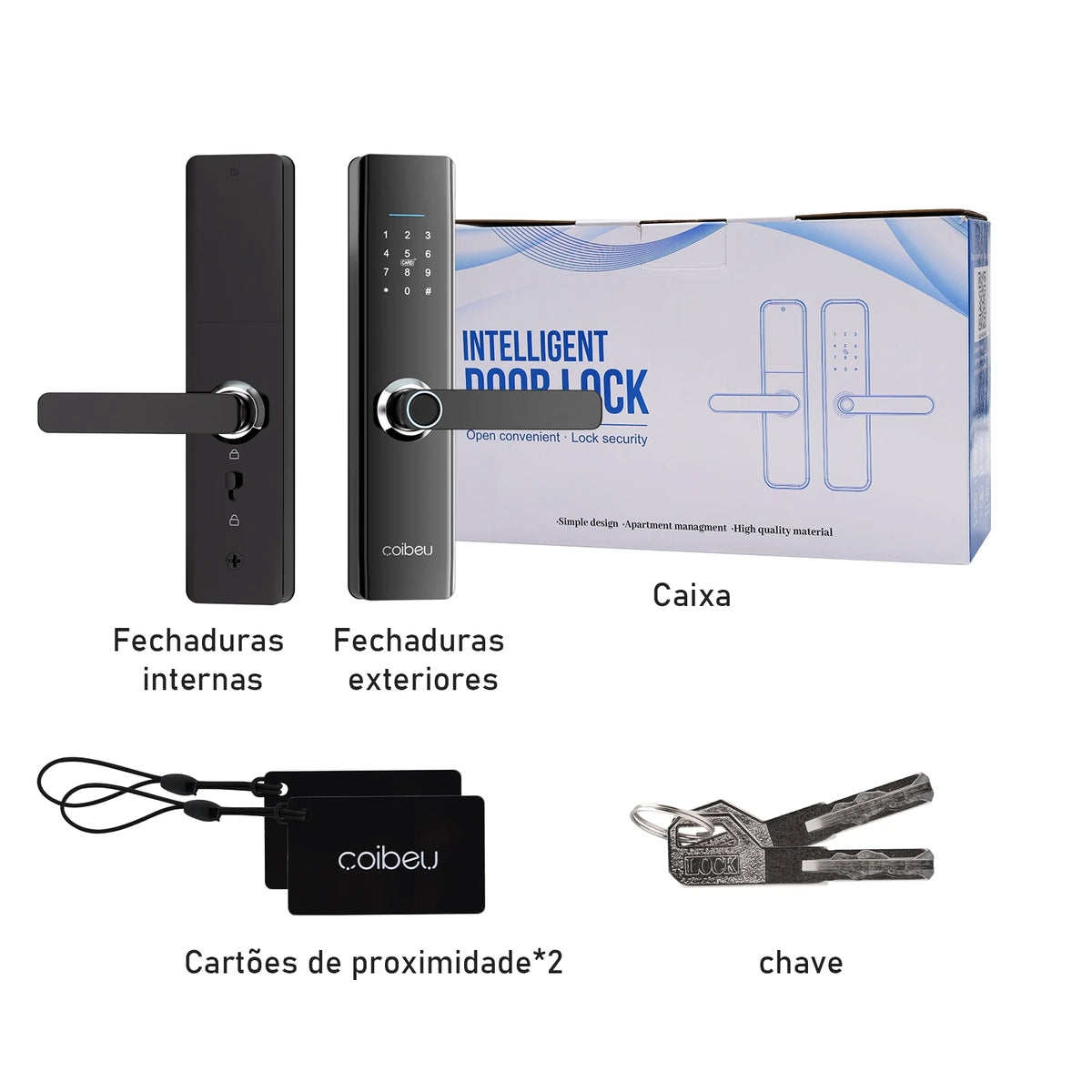 Smart Fingerprint & Password Door Lock — Tuya WiFi Electronic Lock, Quick Unlock ≤1s, Card, Key & NFC, Fits 1.6–3.5 in (40–90 mm) Doors