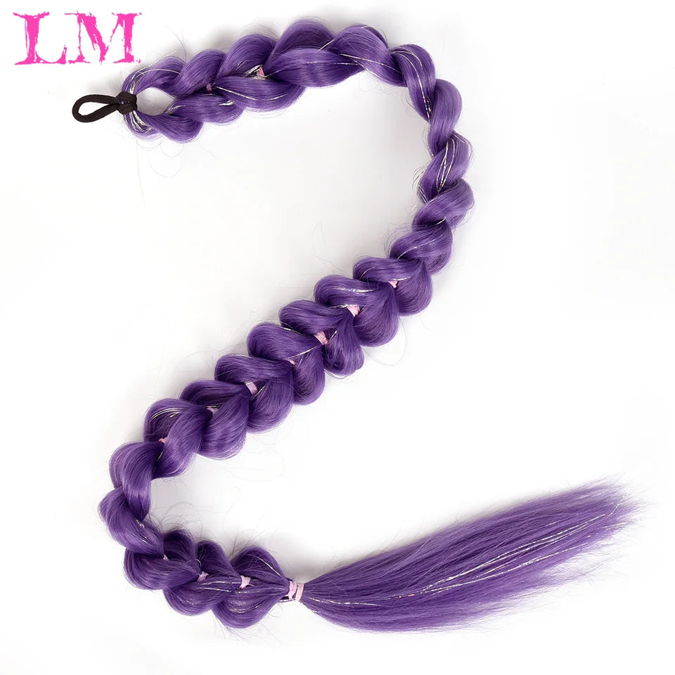 32-Inch (81 cm) Purple Synthetic Braiding Hair Extensions, 100 g – Long Straight Braids for Cosplay & Parties