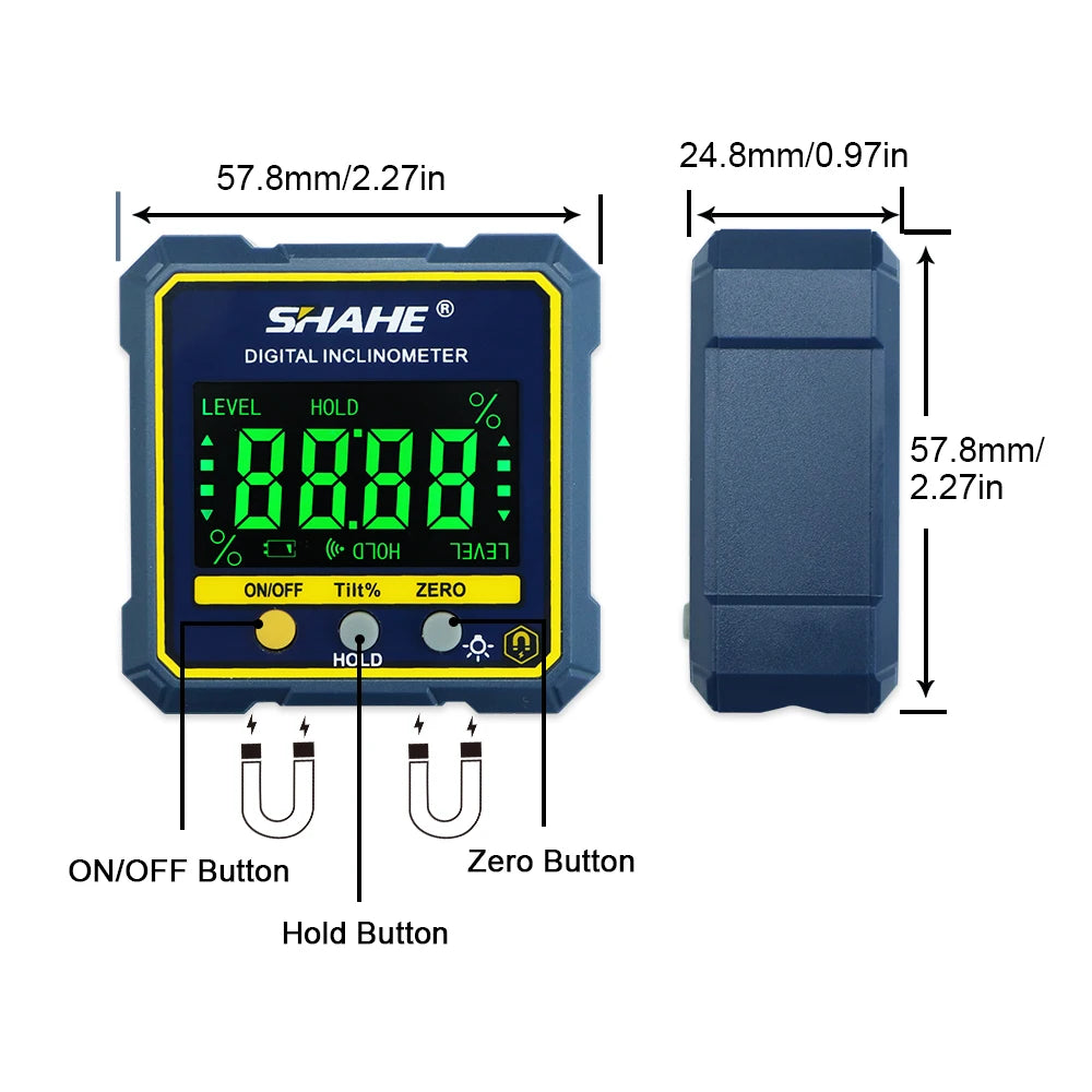 Digital Magnetic Angle Gauge Inclinometer Protractor with Backlight Angle Finder Level Cube