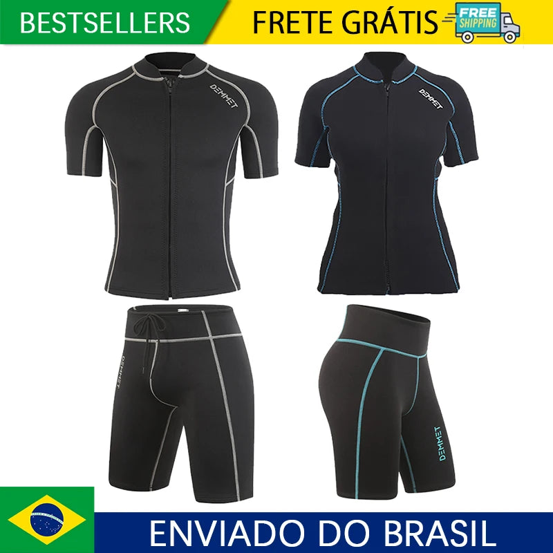 Men's Short Neoprene Wetsuit - Jacket or Pants 1.5mm / 3mm Front-Zip Split Sleeve for Surfing, Diving & Spearfishing