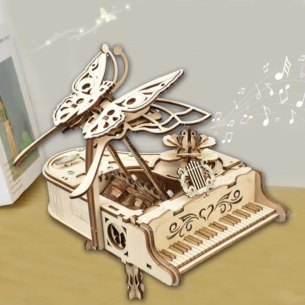 3D Wooden Piano Music Box DIY Model Kit — Mechanical Puzzle for Teens & Adults