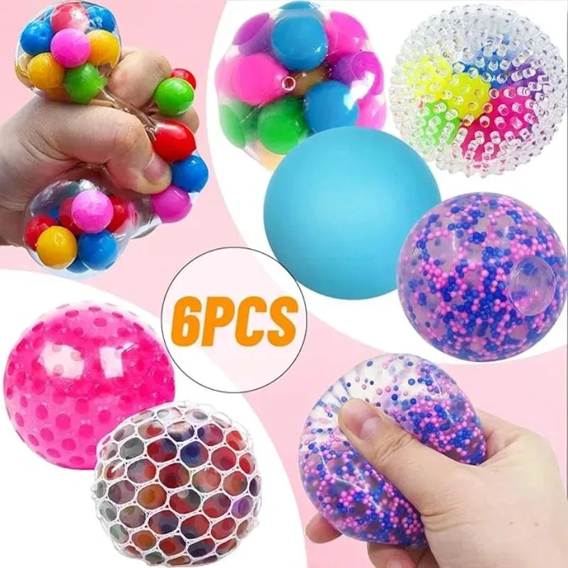 Rainbow 6-Pack Mini Squeeze Stress Balls for Kids & Adults view 2