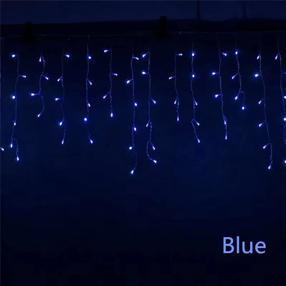 LED Curtain Icicle String Lights 5M (16.4 ft) x 0.4–0.6M (15.7–23.6 in) 96 LED Waterfall Festoon, Outdoor Christmas Garden & Eaves Decor