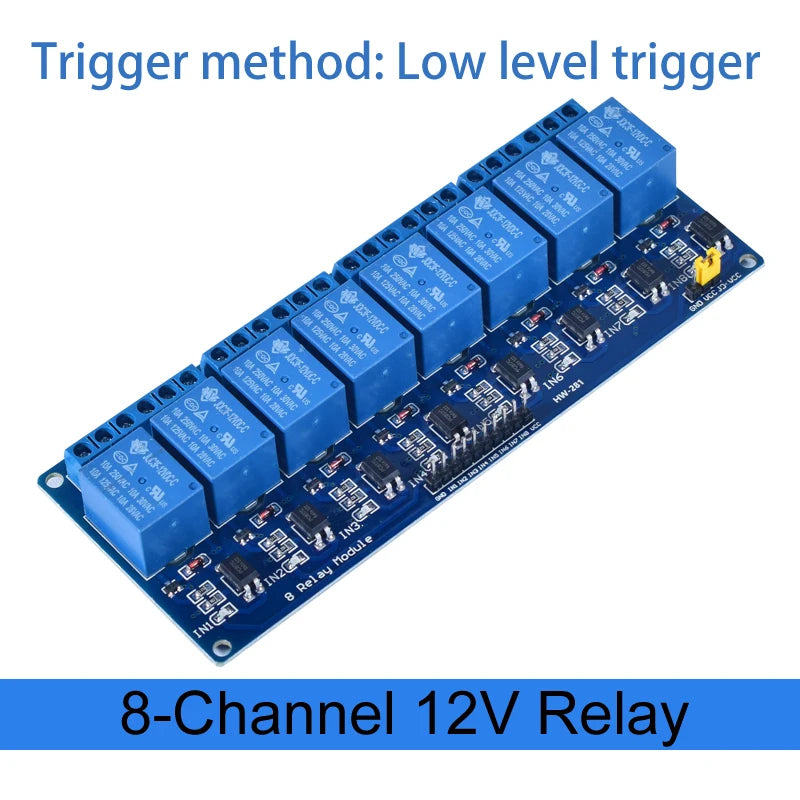 1/2/4/6/8-Channel DC Relay Module Board Shield with Optocoupler — 5V/12V/24V High & Low Level Trigger for Arduino Raspberry Pi