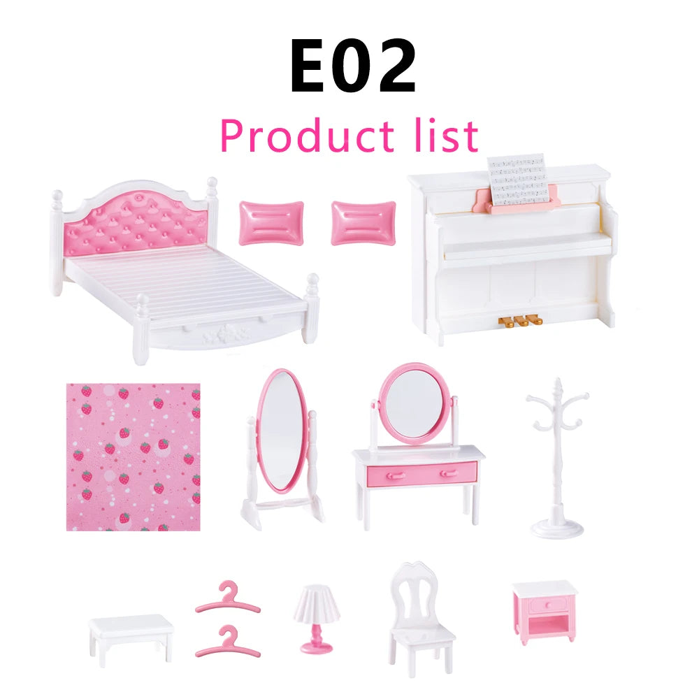 1:12 Miniature Dollhouse Furniture Set - Bathroom, Kitchen & Living Room Accessories Toy Gift for Kids