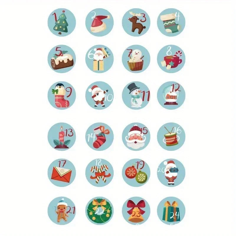 Advent Calendar Number Stickers 1-24 - Paper Seal Labels for Christmas DIY Gifts, Baking, Envelopes & Party Favors